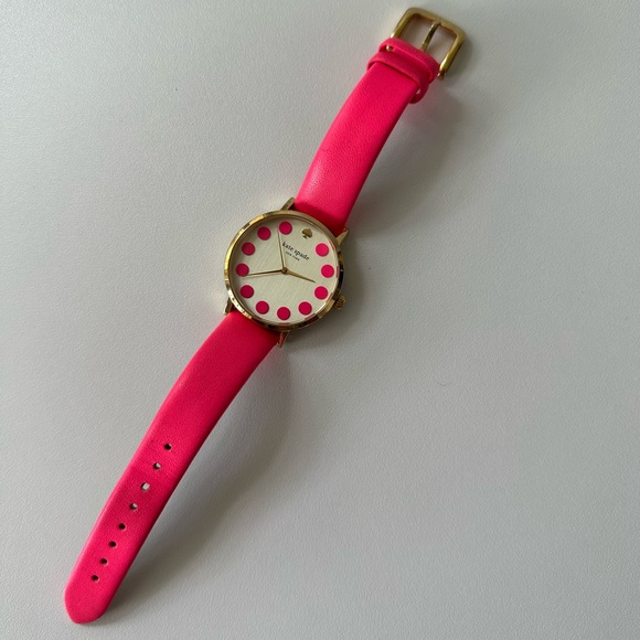 💕♠️ Kate Spade hot neon pink dot watch. Used in good. No box/battery. - Picture 2 of 6
